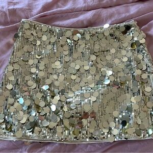 Cider Gold Sequin Mini Skirt